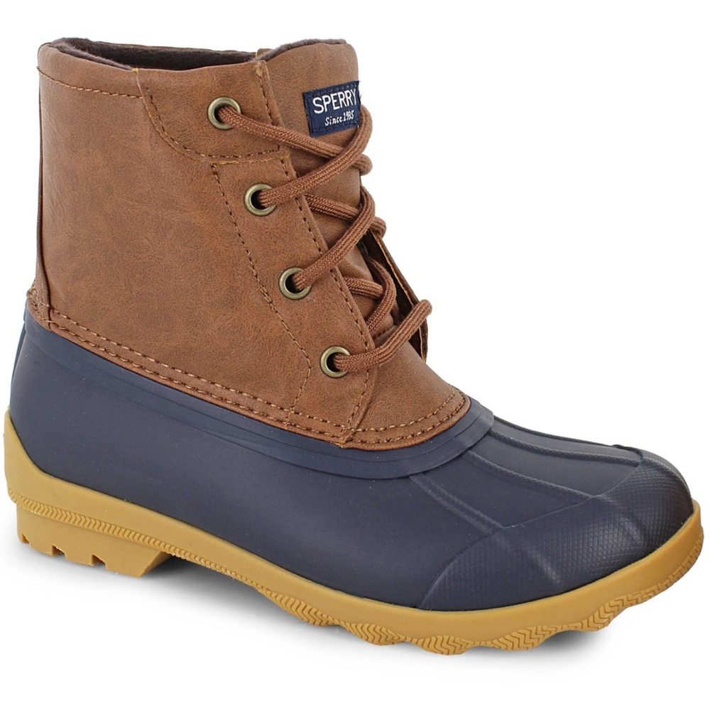 Sperry Kids Tan and Navy Boots